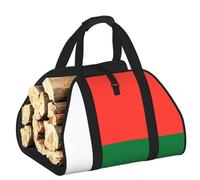 CNTDBU Borsa per legna da ardere con bandiera del Madagascar, borsa in tela resistente, trasportatore in legno impermeabile con manici imbottiti