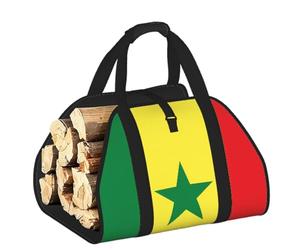 CNTDBU Borsa per legna da ardere con bandiera del Senegal, borsa in tela resistente, impermeabile, con manici imbottiti