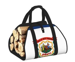 CNTDBU Borsa per legna da ardere con bandiera del West Virginia, in tela resistente, impermeabile, con manici imbottiti