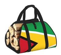CNTDBU Borsa per legna da ardere con bandiera della Guyana, in tela resistente, impermeabile, con manici imbottiti