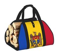 CNTDBU Borsa per legna da ardere con bandiera della Moldavia, in tela resistente, impermeabile, con manici imbottiti