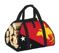 CNTDBU Borsa per legna da ardere con bandiera della Papua Nuova Guinea, in tela resistente, impermeabile, con manici imbottiti