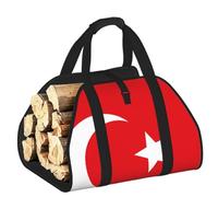 CNTDBU Borsa per legna da ardere con bandiera della Turchia, in tela resistente, impermeabile, con manici imbottiti