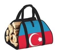 CNTDBU Borsa per legna da ardere con bandiera dell'Azerbaijan, borsa per legna in tela resistente, trasportatore impermeabile per legna con manici imbottiti