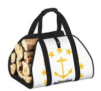 CNTDBU Borsa per legna da ardere con bandiera dello stato del Rhode Island, borsa in tela resistente, trasportatore impermeabile in legno con manici imbottiti