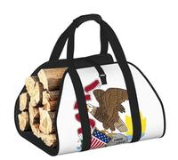 CNTDBU Borsa per legna da ardere con bandiera dello stato dell'Illinois, borsa per legna in tela resistente, impermeabile, con manici imbottiti