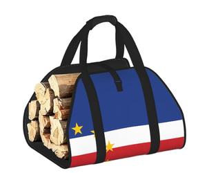 CNTDBU Borsa per legna da ardere con bandiera di Capo Verde, borsa per legna in tela resistente, impermeabile, con manici imbottiti