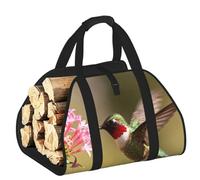 CNTDBU Borsa per legna da ardere con colibrì, in tela resistente, impermeabile, con manici imbottiti