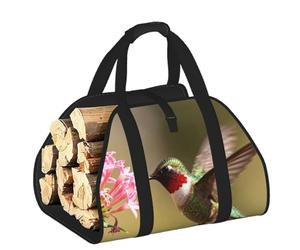 CNTDBU Borsa per legna da ardere con colibrì, in tela resistente, impermeabile, con manici imbottiti