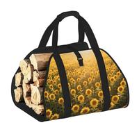 CNTDBU Borsa per legna da ardere con girasole, in tela resistente, impermeabile, con manici imbottiti