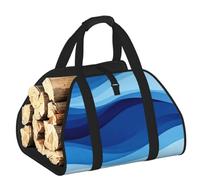 CNTDBU Borsa per legna da ardere con motivo a linee ondulate, in tela resistente, impermeabile, con manici imbottiti