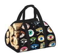 CNTDBU Borsa per legna da ardere con motivo a occhi - Borsa per legna da ardere in tela resistente, trasportatore impermeabile per legno con manici imbottiti