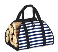 CNTDBU Borsa per legna da ardere con motivo a righe nautiche, in tela resistente, impermeabile, con manici imbottiti