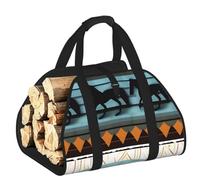 CNTDBU Borsa per legna da ardere con motivo a strisce di cavallo, in tela resistente, impermeabile, con manici imbottiti