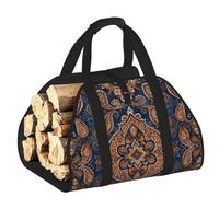 CNTDBU Borsa per legna da ardere con motivo cachemire, in tela resistente, impermeabile, con manici imbottiti