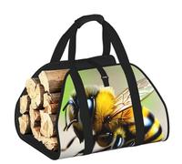 CNTDBU Borsa per legna da ardere con piccole api, in tela resistente, impermeabile, con manici imbottiti
