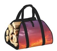 CNTDBU Borsa per legna da ardere, in tela resistente, impermeabile, con manici imbottiti, colore arancione e viola