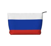 CNTDBU Borsa per trucchi in velluto a coste con bandiera della Russia, con cerniera, astuccio per cosmetici, per viaggi, articoli da toeletta e uso quotidiano