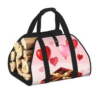 CNTDBU Borsa porta legna da ardere a forma di cuore, in tela resistente, impermeabile, con manici imbottiti