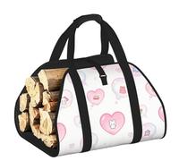 CNTDBU Borsa porta legna da ardere a forma di cuore, in tela resistente, impermeabile, con manici imbottiti