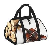 CNTDBU Borsa porta legna da ardere con arco e croce per violino, in tela resistente, impermeabile, con manici imbottiti