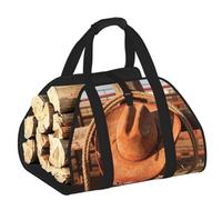 CNTDBU Borsa porta legna da ardere con cappello da cowboy, in tela resistente, impermeabile, con manici imbottiti