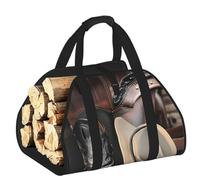 CNTDBU Borsa porta legna da ardere con cappello nero da cowboy, in tela resistente, impermeabile, con manici imbottiti