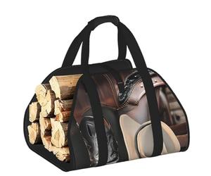 CNTDBU Borsa porta legna da ardere con cappello nero da cowboy, in tela resistente, impermeabile, con manici imbottiti