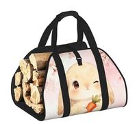 CNTDBU Borsa porta legna da ardere con coniglietto, in tela resistente, impermeabile, con manici imbottiti