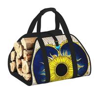 CNTDBU Borsa porta legna da ardere con cuori e sole, in tela resistente, impermeabile, con manici imbottiti