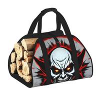 CNTDBU Borsa porta legna da ardere con fantasma malvagio rosso e nero, in tela resistente, impermeabile, con manici imbottiti