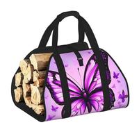 CNTDBU Borsa porta legna da ardere con farfalla viola, in tela resistente, impermeabile, con manici imbottiti