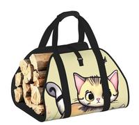 CNTDBU Borsa porta legna da ardere con gatto e farfalla, in tela resistente, impermeabile, con manici imbottiti