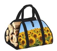 CNTDBU Borsa porta legna da ardere con girasole, in tela resistente, impermeabile, con manici imbottiti