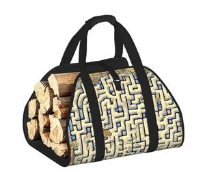 CNTDBU Borsa porta legna da ardere con mappa del tesoro labirinto, in tela resistente, impermeabile, con manici imbottiti