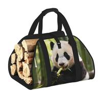 CNTDBU Borsa porta legna da ardere con panda carino, in tela resistente, impermeabile, con manici imbottiti