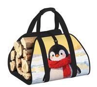 CNTDBU Borsa porta legna da ardere con sciarpa a forma di pinguino, in tela resistente, impermeabile, con manici imbottiti