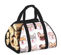 CNTDBU Borsa porta legna da ardere con testa di cane, in tela resistente, impermeabile, con manici imbottiti