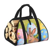 CNTDBU Borsa porta legna da ardere per uova di Pasqua, in tela resistente, impermeabile, con manici imbottiti