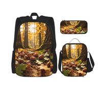 CNTDBU Borsa portapranzo marrone Acorn Art Set 3 in 1 borsa da viaggio per pendolari, borsa termica per il pranzo per lavoro con custodia per laptop