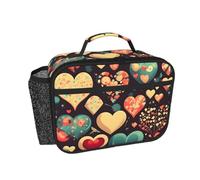 CNTDBU Borsa termica per il pranzo a forma di cuore, con motivo floreale, per uomini e donne, borsa termica per lavoro, ufficio, a prova di perdite, con tasca in rete per alimenti