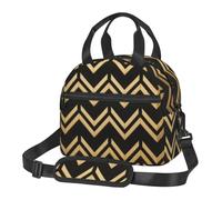 CNTDBU Borsa termica per il pranzo a zigzag, in stile Art Deco, con tracolla regolabile, a tenuta stagna, per uso quotidiano