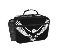 CNTDBU Borsa termica per il pranzo con aquila bianca e nera, per uomini e donne, borsa termica per lavoro, ufficio, contenitore per il pranzo a tenuta stagna con tasca in rete per alimenti