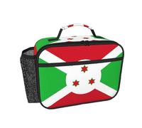 CNTDBU Borsa termica per il pranzo con bandiera del Burundi, per uomini e donne, borsa termica per lavoro, ufficio, a prova di perdite, con tasca in rete per alimenti