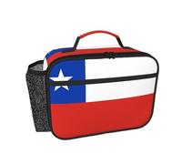 CNTDBU Borsa termica per il pranzo con bandiera del Cile, per uomini e donne, borsa termica per lavoro, ufficio, contenitore per il pranzo a tenuta stagna con tasca in rete per alimenti
