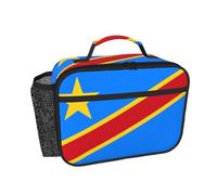 CNTDBU Borsa termica per il pranzo con bandiera del Congo, per uomini e donne, borsa termica per lavoro, ufficio, contenitore per il pranzo a tenuta stagna con tasca in rete per cibo