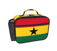 CNTDBU Borsa termica per il pranzo con bandiera del Ghana, per uomini e donne, borsa termica per lavoro, ufficio, contenitore per il pranzo a tenuta stagna con tasca in rete per alimenti