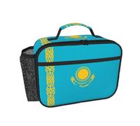 CNTDBU Borsa termica per il pranzo con bandiera del Kazakistan per uomini e donne, borsa termica per lavoro, ufficio, contenitore per il pranzo a tenuta stagna con tasca in rete per cibo