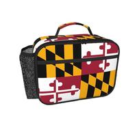 CNTDBU Borsa termica per il pranzo con bandiera del Maryland per uomini e donne, borsa termica per lavoro, ufficio, contenitore per il pranzo a tenuta stagna con tasca in rete per cibo