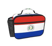 CNTDBU Borsa termica per il pranzo con bandiera del Paraguay, per uomini e donne, borsa termica per lavoro, ufficio, a prova di perdite, con tasca in rete per alimenti